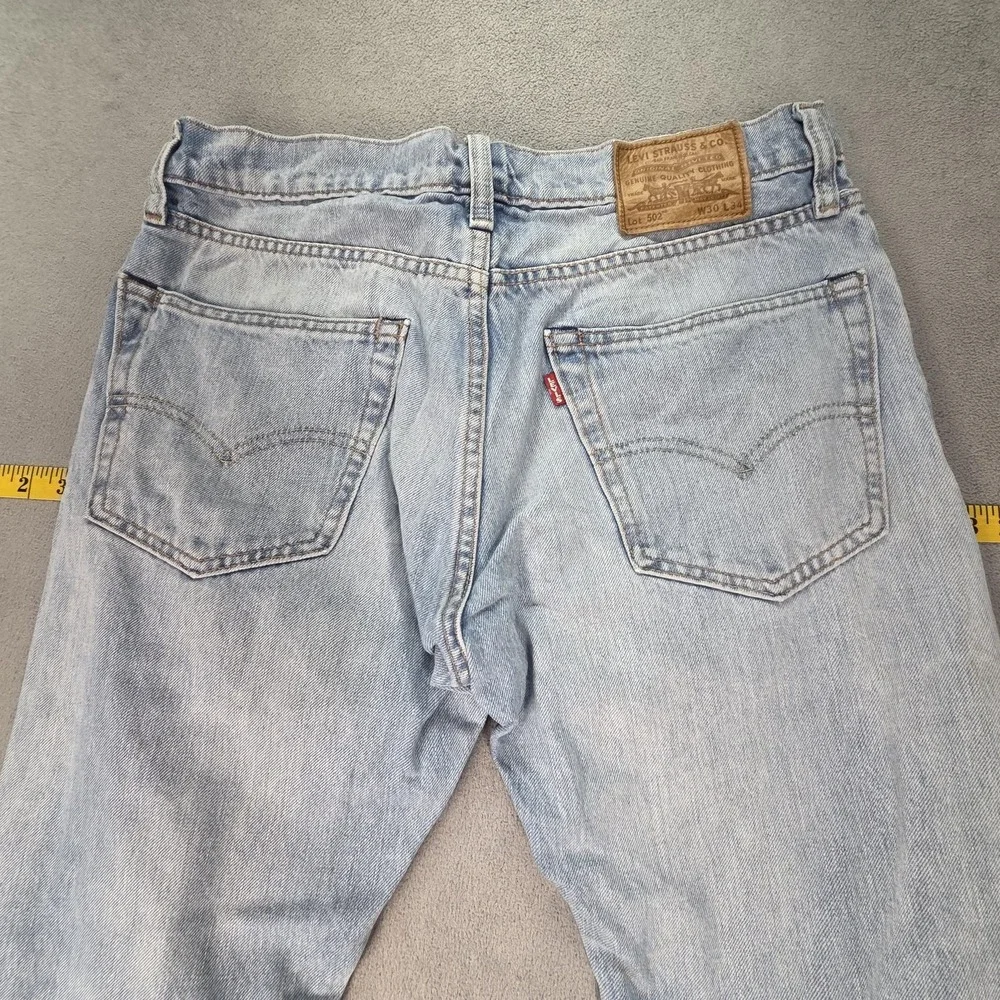 Levis 502 Jeans Mens Selvedge‎ Med Wash Tapered Whiskers Honeycomb Fits 30x26